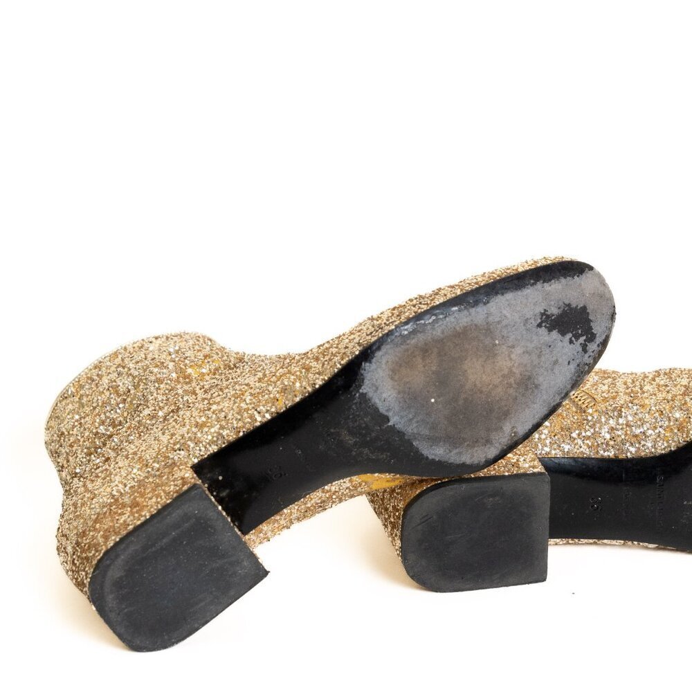 Saint Laurent Babies Gold Glitter Block Heel Ankle Boot EU 36 Authentic COA - Picture 7 of 16